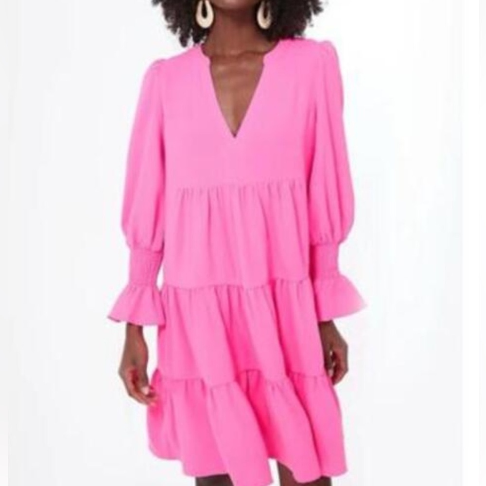 Tuckernuck Pomander Place Electric Pink Crepe Kenzo Dress NWT Extra Small XS